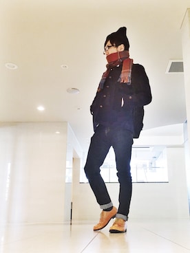 「URBAN RESEARCH（アーバンリサーチ）のアイテム（ピーコート）」を使った、かん太さん（メンズ・169cm）の冬コーディネート