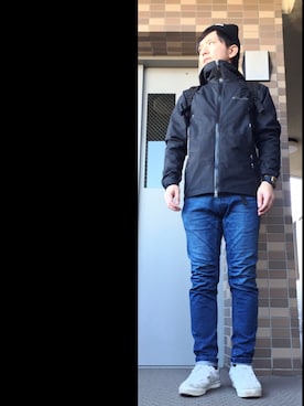 「ニットキャップ」｜「アイテム（マウンテンパーカー）」を使った、かん太さん（メンズ・169cm）の冬コーディネート