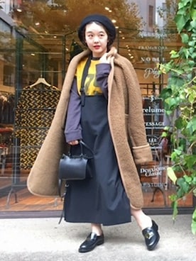 「アイテム（その他アウター、イエロー系）」を使った、JOURNAL STANDARD 渋谷店スタッフBさん（レディース・163cm）の冬コーディネート