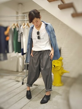 「Jeffrey Campbell（ジェフリーキャンベル）のアイテム（ブーティ）」を使った、CANALJEAN  tomoeさん（レディース・155cm）の夏コーディネート