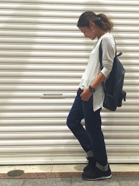 「CANAL JEAN（キャナルジーン）のアイテム（ピアス（両耳用））」を使った、CANALJEAN  tomoeさん（レディース・155cm）の秋コーディネート