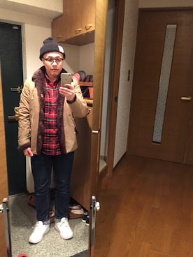 「Eddie Bauer（エディーバウアー）のアイテム」を使った、おかもとさん（メンズ・163cm・30代）の冬コーディネート