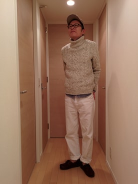 「アイテム（モカシン/デッキシューズ）」を使った、Ryuusuke Kubouさん（メンズ・175cm・30代）の秋コーディネート