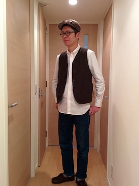 「アイテム（モカシン/デッキシューズ）」を使った、Ryuusuke Kubouさん（メンズ・175cm・30代）の冬コーディネート