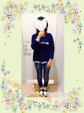 「ロゴニット」｜「アイテム（ハンチング/ベレー帽）」を使った、なちゅらるポー博士さん（レディース・150cm）の冬コーディネート