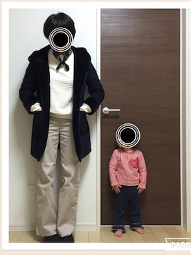 「バンダナ」｜「アイテム（ムートンコート）」を使った、あやmamaさん（レディース・163cm）の冬コーディネート