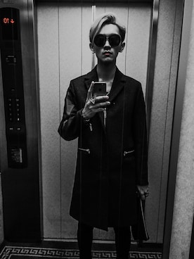 「DIESEL（ディーゼル）のアイテム（チェスターコート）」を使った、Samuel666さん（メンズ・178cm）の秋コーディネート