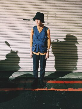 「omake（オマケ）のアイテム（帽子）」を使った、Azureさん（メンズ・163cm）の夏コーディネート