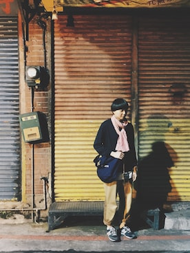 「audience」｜「アイテム（メッセンジャーバッグ）」を使った、Azureさん（メンズ・163cm）の冬コーディネート