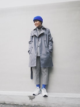 「plain-me（プレインミー）のアイテム（トレンチコート）」を使った、Azureさん（メンズ・163cm）の冬コーディネート