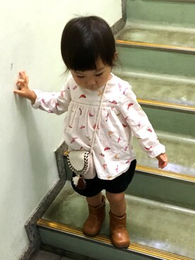 「D.fesense（ディーフェセンス）のアイテム（パンツ）」を使った、773.nさん（キッズ・80cm）の秋コーディネート