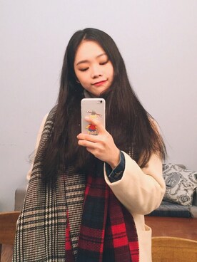 「머플러」｜령경さん（レディース・165cm）の冬コーディネート