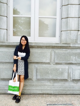 「H&M（エイチ・アンド・エム）のアイテム（ピーコート）」を使った、王濰婷さん（レディース・161cm）の秋コーディネート