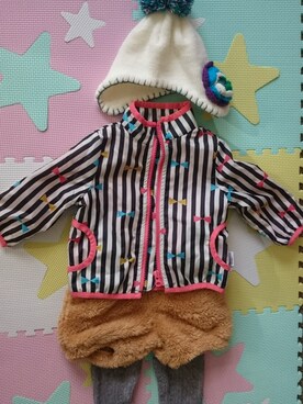 「70㎝」｜riiさん（キッズ・70cm）の冬コーディネート