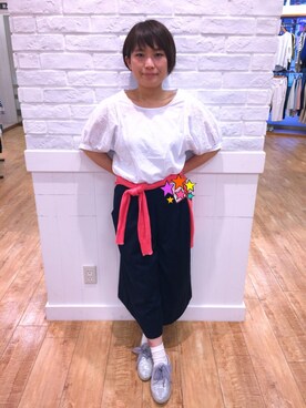 「grove（グローブ）のアイテム（シャツ/ブラウス、ホワイト系）」を使った、タナさん（レディース・155cm）の春コーディネート