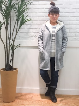 「DRESKIP（ドレスキップ）のアイテム（ヘアバンド、グレー系）」を使った、タナさん（レディース・155cm）の秋コーディネート