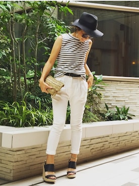 「H&M（エイチ・アンド・エム）のアイテム（クラッチバッグ）」を使った、Oo.hiro.oOさん（レディース・159cm）の夏コーディネート
