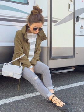 「AZUL by moussy（アズールバイマウジー）のアイテム（その他アウター）」を使った、Oo.hiro.oOさん（レディース・159cm）の春コーディネート