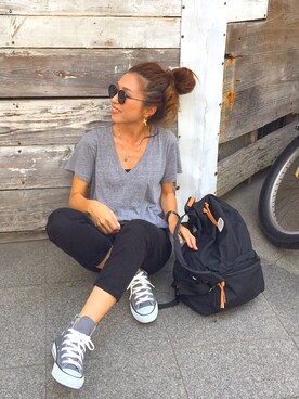 「BLACK BY MOUSSY（ブラックバイマウジー）のHUILA BLACK Denim（デニムパンツ）」を使った、Oo.hiro.oOさん（レディース・159cm）の夏コーディネート