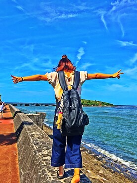 「ANAP MEN（アナップメン）のアイテム」を使った、㈲ もんちゃんさん（レディース・154cm）の夏コーディネート