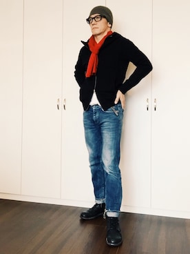 「DOLCE&GABBANA（ドルチェアンドガッバーナ）のアイテム（ブーツ）」を使った、Teruさん（メンズ・170cm）の秋コーディネート