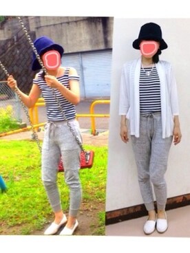 「スウエットパンツ」｜「アイテム（パンプス）」を使った、s♡sikさん（レディース・158cm）の夏コーディネート