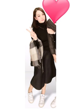 「タートルネック」｜「アイテム（チューブトップ）」を使った、なつこさん（レディース・161cm）の冬コーディネート