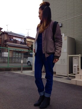 「リエディ」｜「アイテム（サロペット/オーバーオール）」を使った、DENNAMIさん（レディース・153cm）の冬コーディネート