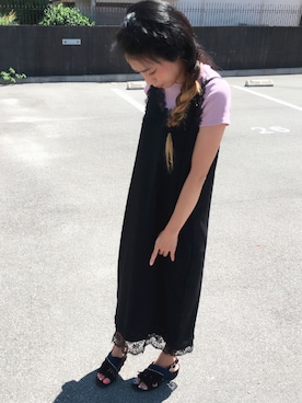 「abcdevol（エービーシーディーイーボル）のアイテム（サンダル）」を使った、DENNAMIさん（レディース・153cm）の夏コーディネート