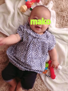 「H&M（エイチ・アンド・エム）のアイテム（シャツ/ブラウス、ホワイト系）」を使った、mak:ot:oさん（キッズ・70cm）の夏コーディネート