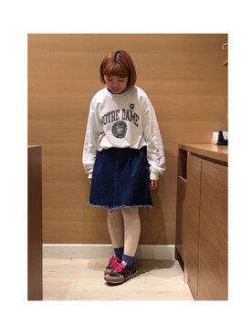 「タイツ×靴下」｜「アイテム（スウェット）」を使った、yammyさん（レディース・148cm）の冬コーディネート