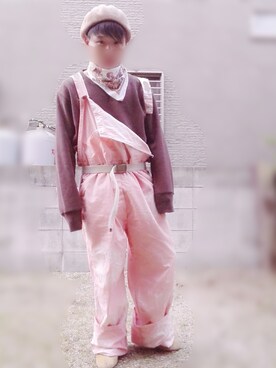 サロペット オーバーオール ピンク系 を使ったメンズ人気ファッションコーディネート 髪型 ショートヘアー Wear