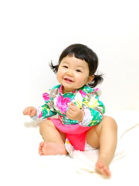 「アイテム（水着、レッド系）」を使った、hoppeさん（キッズ・90cm）の秋コーディネート