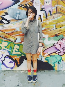「SUPERGA（スペルガ）のアイテム（シューズ）」を使った、chinさん（レディース・152cm）の冬コーディネート