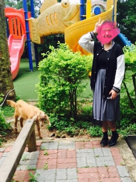 「5（ファイブ）のアイテム（スタジャン）」を使った、Komoさん（レディース・156cm）の春コーディネート
