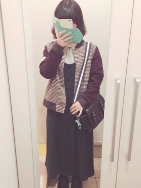 「チドリ柄」｜「アイテム（ブルゾン）」を使った、ぺんさん（レディース・157cm）の秋コーディネート
