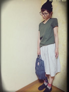 「パールアクセ」｜「アイテム（ニットキャップ/ビーニー）」を使った、izuさん（レディース・157cm）の夏コーディネート