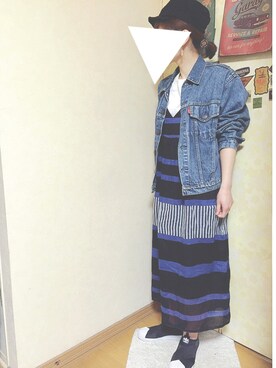 「ワークキャップ」｜「アイテム（デニムジャケット）」を使った、izuさん（レディース・157cm）の春コーディネート