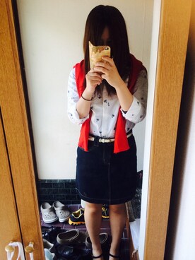 「デニムスカート（デニムスカート、ブルー系）」を使った、yukaさん（レディース・156cm）の春コーディネート
