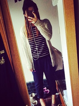 「UNIQLO（ユニクロ）のアイテム（ニット/セーター、ブラック系）」を使った、yukaさん（レディース・156cm）の秋コーディネート