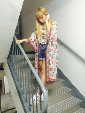 「flower」｜「アイテム（トレンチコート）」を使った、Kappa Kelly Hoさん（レディース・160cm）の春コーディネート