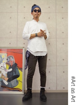 「OLIVER PEOPLES」｜「アイテム（財布/小物）」を使った、kgwさん（メンズ・176cm）の夏コーディネート