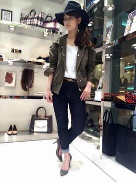 「ROPÉ」｜「アイテム（ナイロンジャケット）」を使った、BELLADITTA.STAFFさん（レディース・158cm）の秋コーディネート