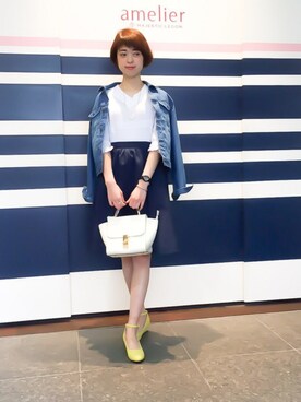「amelier MAJESTIC LEGON（アメリエルマジェスティックレゴン）のアイテム（ジャケット/アウター）」を使った、BELLADITTA.STAFFさん（レディース・160cm）の春コーディネート