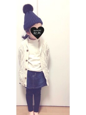 「EDWIN」｜「アイテム（スカート）」を使った、chichichiiiさん（キッズ・110cm）の冬コーディネート