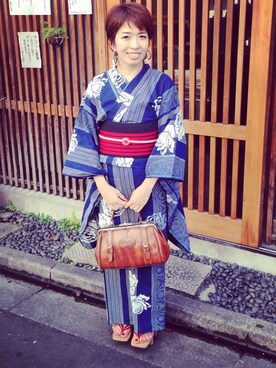 「薔薇」｜「アイテム（浴衣）」を使った、tacco☻さん（レディース・154cm）の夏コーディネート