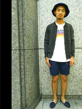 「海」｜「アイテム（ブルゾン）」を使った、Yasunori Chijiwaさん（メンズ・175cm）の夏コーディネート