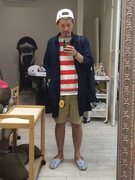 「And A（アンドエー）のアイテム（帽子）」を使った、ぽんぽこKJさん（メンズ・166cm）の夏コーディネート