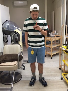 「CHAPTER WORLD PREMIUM（チャプターワールドプレミアム）のアイテム（シューズ）」を使った、ぽんぽこKJさん（メンズ・166cm）の夏コーディネート