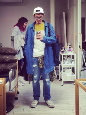「And A（アンドエー）のアイテム（帽子）」を使った、ぽんぽこKJさん（メンズ・166cm）の秋コーディネート
